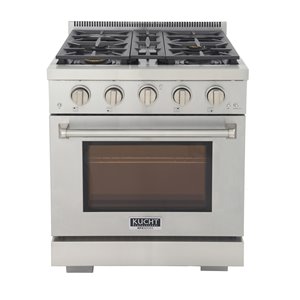 KUCHT 30-in 4 Burners 4.2-cu ft Convection Oven with Freestanding Gas Range and Silver Door