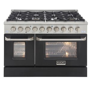 KUCHT 48-in Black Convection Oven/Freestanding Double Oven Gas Range with 8 Burners