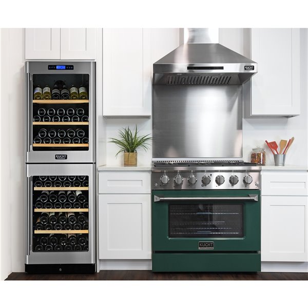 KUCHT 36-in 6 Burners 5.2-cu ft Convection Oven with Freestanding Gas Range and Green Door