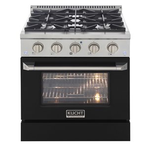 KUCHT 30-in 4 Burners 4.2-cu ft Convection Oven with Freestanding Gas Range and Black Door