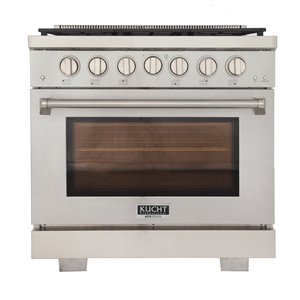 KUCHT 36-in 6 Burners 5.2-cu ft Convection Oven with Silver Freestanding Gas Range