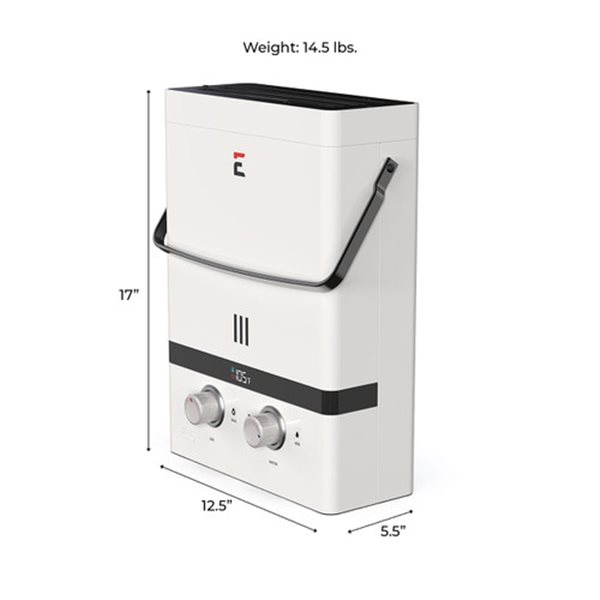 Chauffe-eau électrique sans réservoir d'extérieur au propane EL5 par Eccotemp, 1,5 gal/min, 37 500 BTU