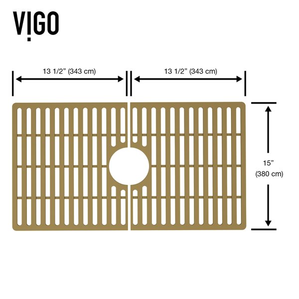 VIGO 15-in x 27-in Matte Gold Silicone Protective Sink Grid for 30-in Kitchen Sink