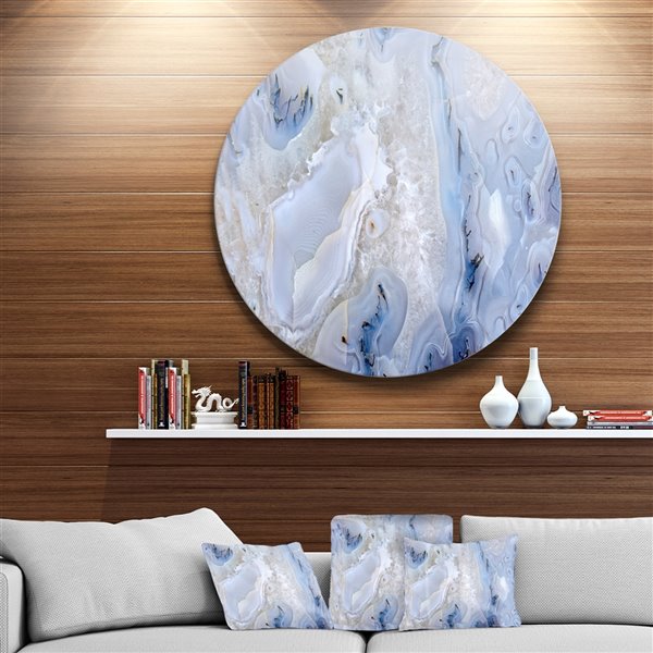 Designart 36-in x 36-in Agate Stone Background Disc Abstract Metal Circle Wall Art Print