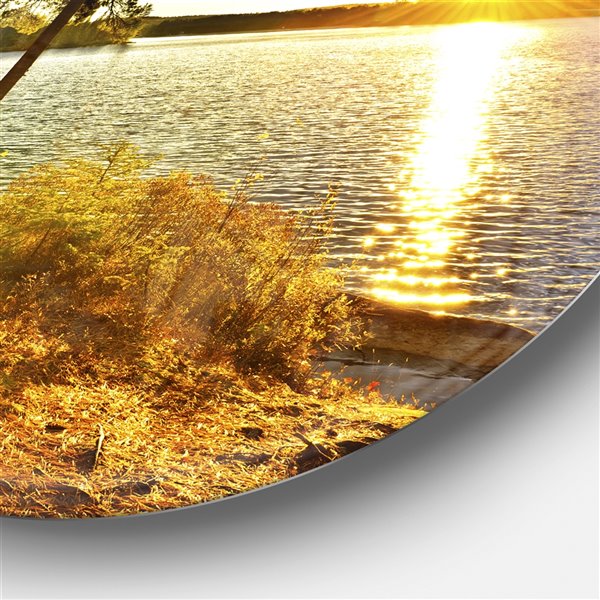 Designart 36-in x 36-in Beautiful View of Sunset over Lake Disc Metal Circle Wall Art