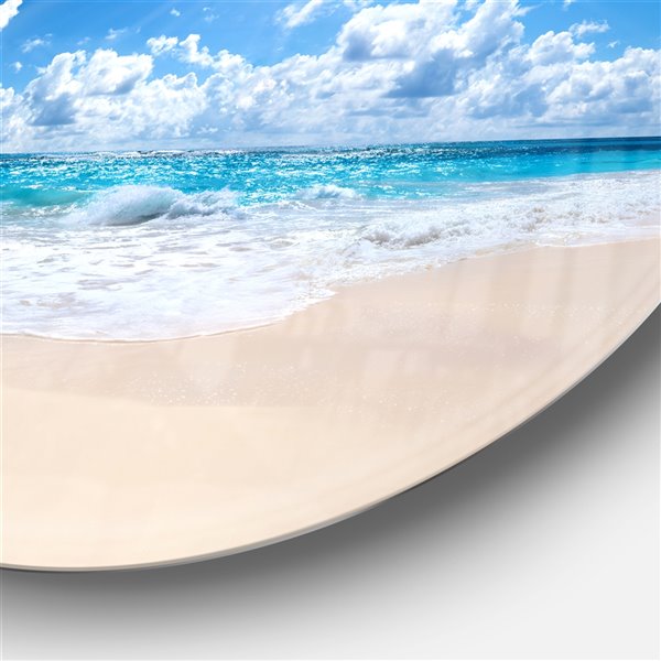 Designart 36-in x 36-in Beautiful Tropical Beach Panorama Disc Seashore Metal Circle Art