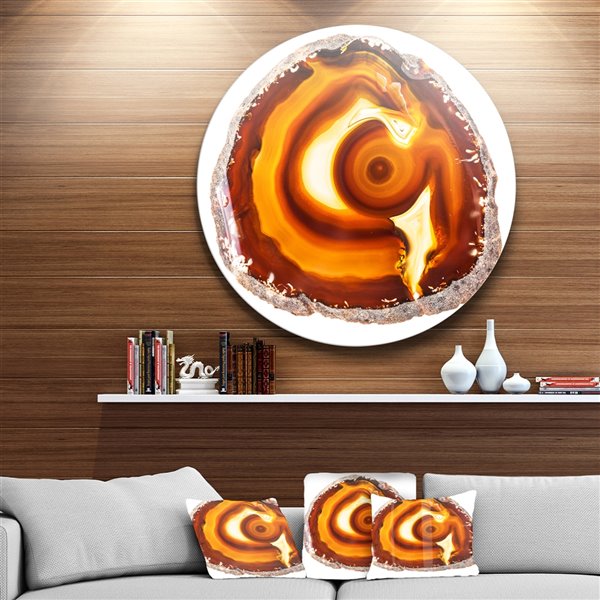 Designart 36-in x 36-in Vibrant Agate Geode Slice Large Abstract Metal Artwork