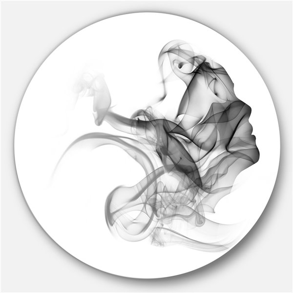 Designart 23-in x 23-in Woman and Smoke Double Exposure Portrait Metal Circle Wall Art