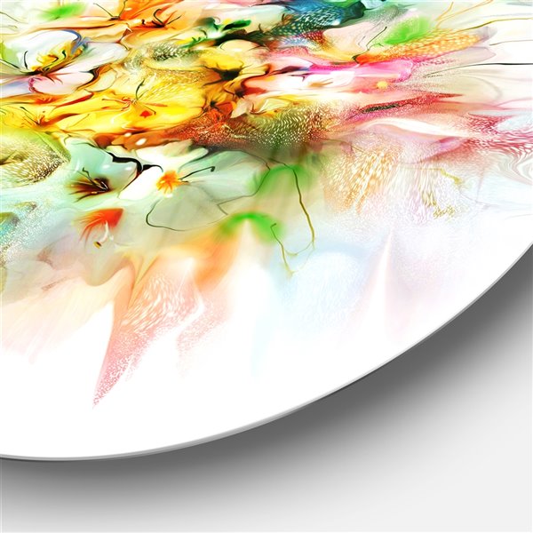 Designart 36-in x 36-in Yellow Watercolour Flowers Disc Floral Metal Circle Wall Art