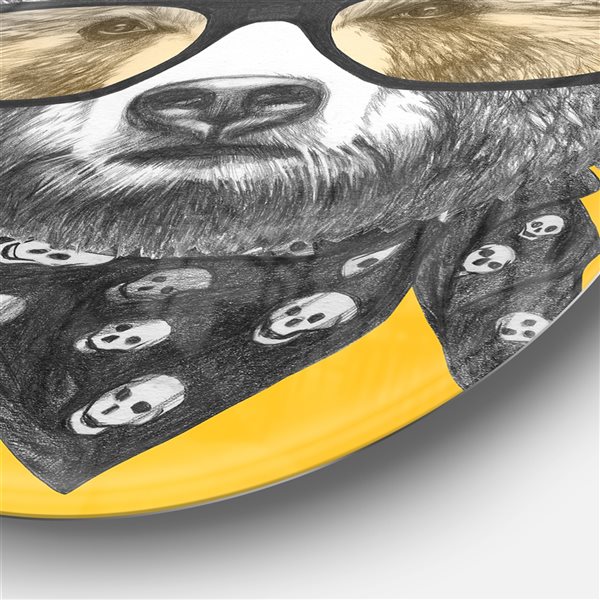 Designart 36-in x 36-in Funny Bear with Formal Glasses Disc Animal Metal Circle Wall Decor