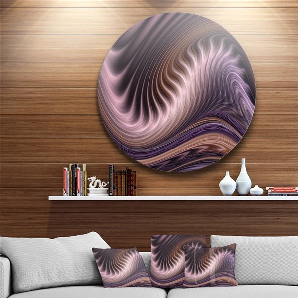 Designart 36-in x 36-in Purple Waves Fractal Wall Art Abstract Metal Circle Wall Art Print