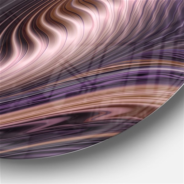 Designart 36-in x 36-in Purple Waves Fractal Wall Art Abstract Metal Circle Wall Art Print