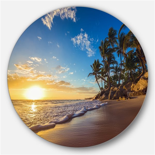 Designart 23-in x 23-in Paradise Tropical Island Beach Sunrise Seashore ...