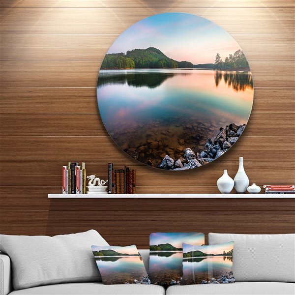 Designart 11-in x 11-in Lake Allatoona at Red Top Mountain Seashore Metal Circle Wall Art