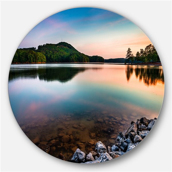 Designart 11-in x 11-in Lake Allatoona at Red Top Mountain Seashore Metal Circle Wall Art