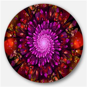 Designart 29-in x 29-in Purple Glowing Crystals In Space Floral Metal Circle Wall Art