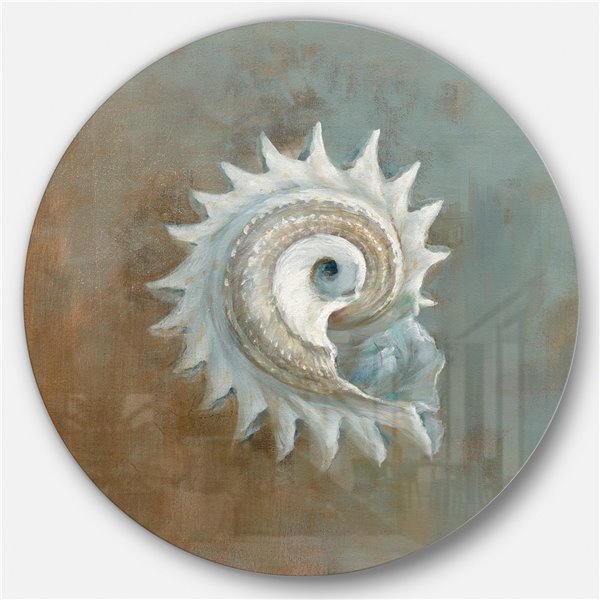 Designart 'seashell Treasures From The Sea Iii' Nautical & Coastal Metal Circle Wall Art Blue 23x23