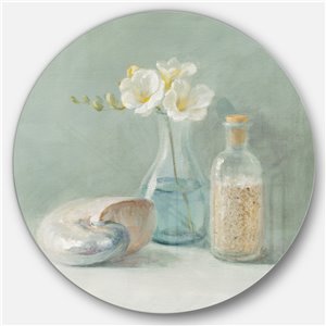 Designart 36-in x 36-in Pastel Bath II Farmhouse Metal Circle Wall Art