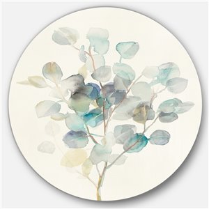 Designart 23-in x 23-in Eucalyptus leaves I Farmhouse Metal Circle Wall Art
