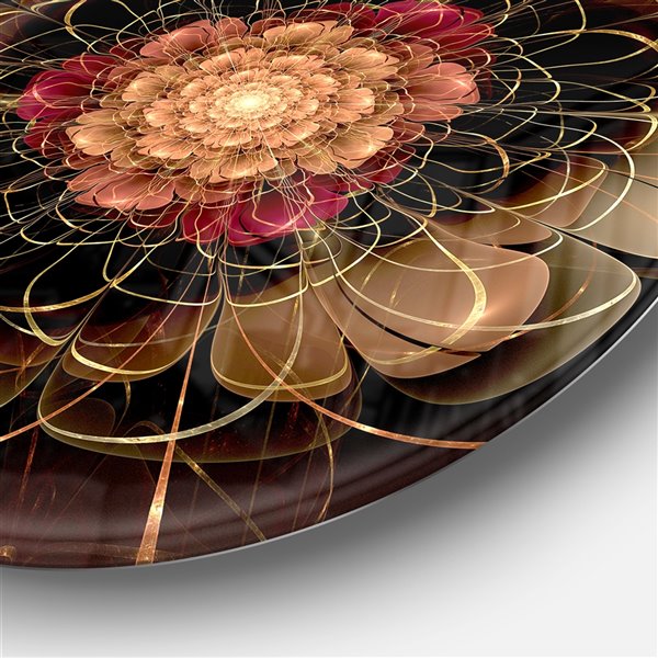 Designart 29-in x 29-in Dark Gold Red Fractal Flower Pattern Extra