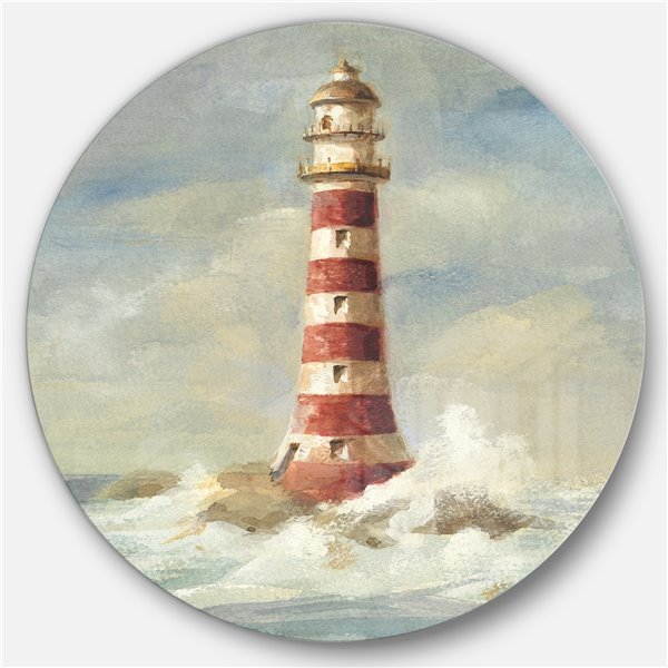 Designart 23-in x 23-in Ocean Lighthouse Nautical & Coastal Metal ...