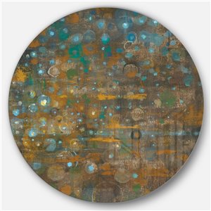 Designart 23-in x 23-in Blue and Bronze Dots on Glass IV Geometric Metal Circle Wall Art