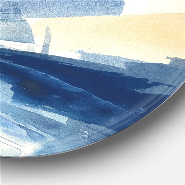 Designart 11-in x 11-in Metallic Gold Indigo I Glam Metal Circle Wall Art