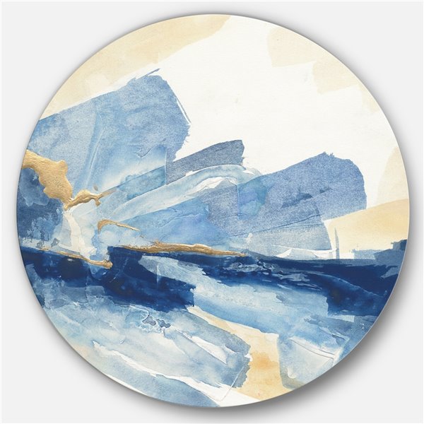 Designart 11-in x 11-in Metallic Gold Indigo I Glam Metal Circle Wall Art