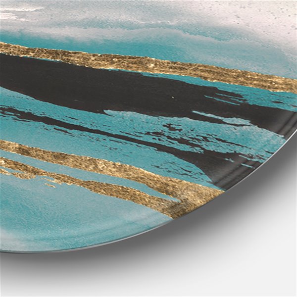 Designart 11-in x 11-in Glam Teal Watercolour I Glam Metal Circle Wall Art