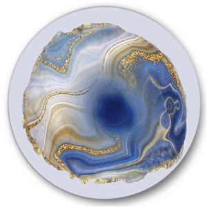 Designart 23-in x 23-in Ocean Blue Golden Jasper Agate I Glam Metal Wall Decor