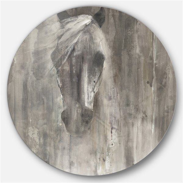 Designart 36-in x 36-in Farmhouse Horse Farmhouse Metal Circle Wall Art ...