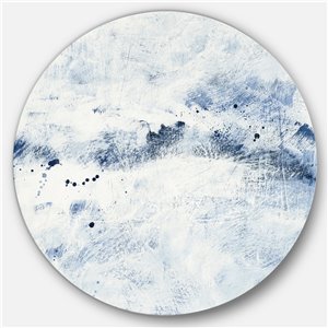 Designart 23-in x 23-in Blue Wipe Out Farmhouse Metal Circle Wall Art