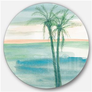 Designart 23-in x 23-in Peaceful Dusk II Tropical Nautical Metal Circle Wall Art