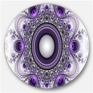 Designart 29-in x 29-in Purple Fractal Pattern with Circles Abstract Metal Wall Art