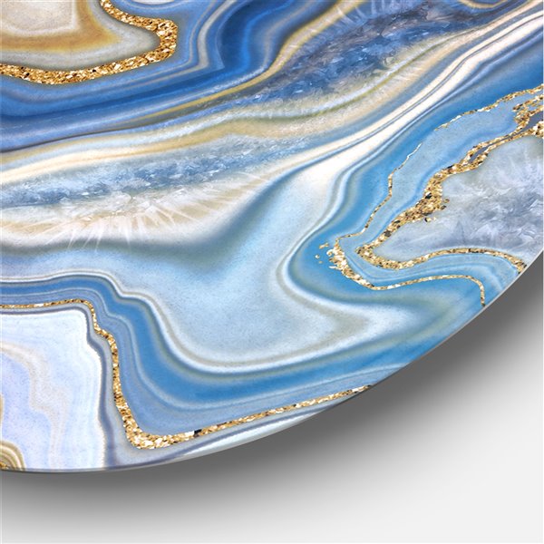 Designart 11-in x 11-in Ocean Blue Golden Jasper Agate II Modern Metal Wall Decor