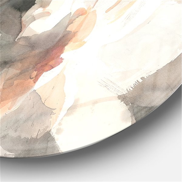 Designart 11-in x 11-in Abstract Peony Grey Shabby Chic Metal Circle Wall Art