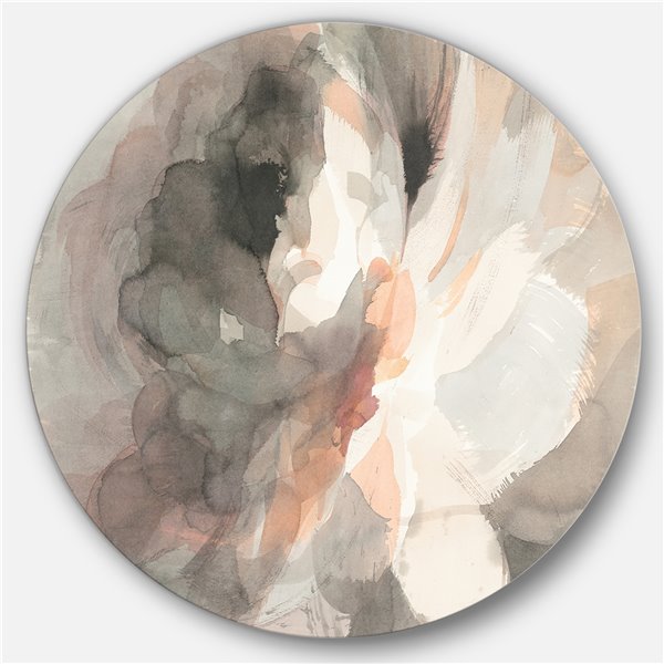 Designart 11-in x 11-in Abstract Peony Grey Shabby Chic Metal Circle Wall Art
