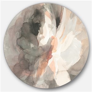Designart 36-in x 36-in Abstract Peony Grey Shabby Chic Metal Circle Wall Art
