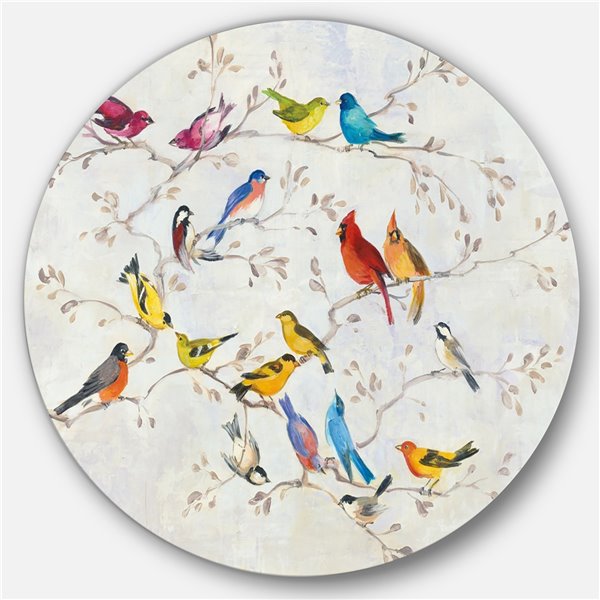 Designart 23-in x 23-in Multicolour Bird on Tree Traditional Metal ...