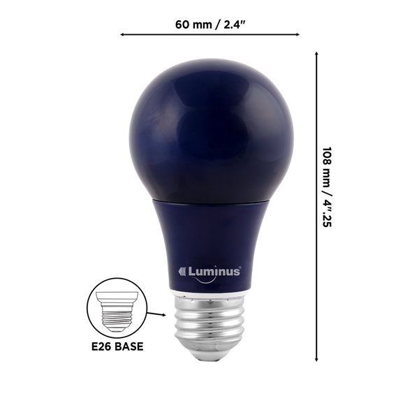 Ampoules bleues à DEL Luminus de 40 W, A19, EQ, paquet de 6