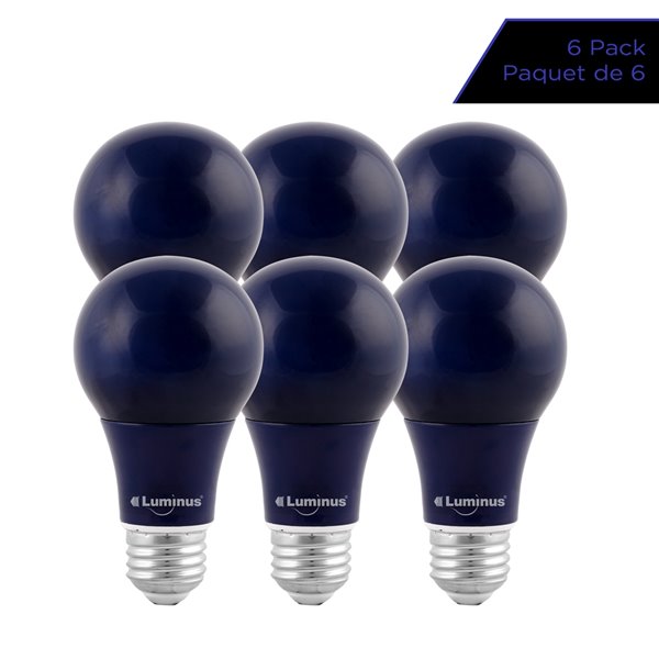 Ampoules bleues à DEL Luminus de 40 W, A19, EQ, paquet de 6