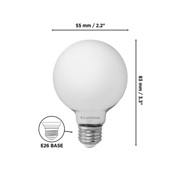 Ampoules à DEL à intensité réglable Luminus de 60 W, G25, EQ, lumière de jour, paquet de 6