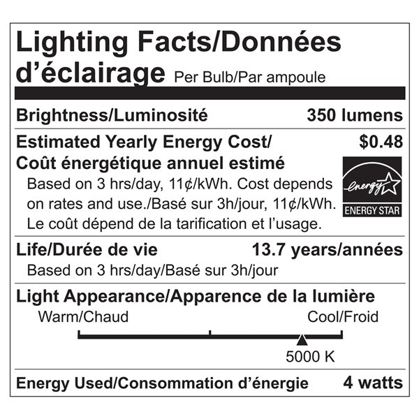 Ampoules à DEL à intensité réglable Luminus de 40 W, G16,5, EQ, lumière de jour (paquet de 6)