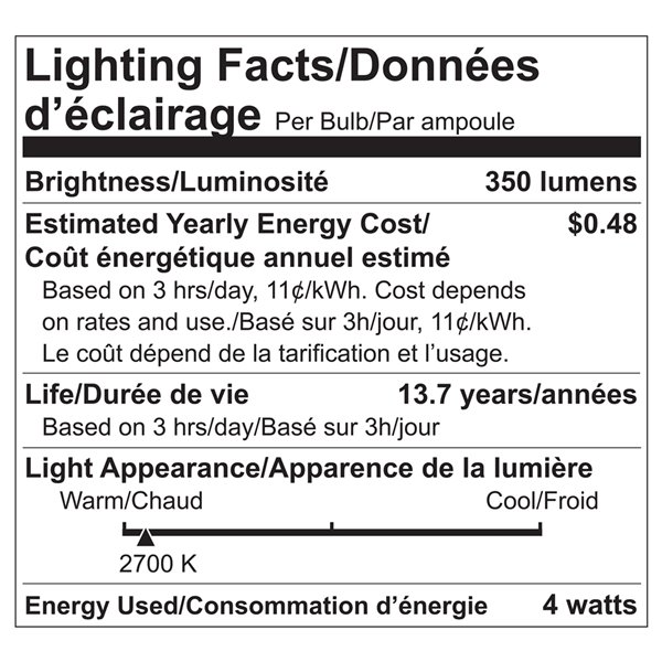 Ampoules à DEL à intensité réglable Luminus de 40 watts, G16,5, EQ, blanc chaud, paquet de 6