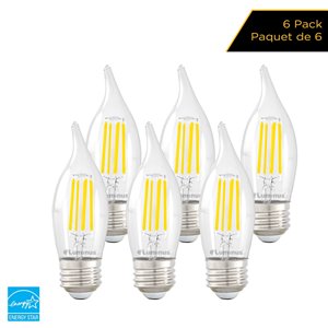 Luminus 60-Watt B10 EQ Warm White Dimmable LED Light Bulb (6-Pack)