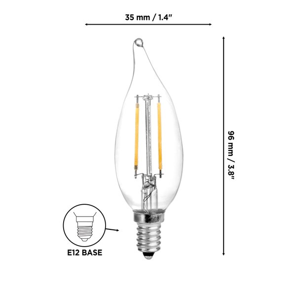 Ampoules à DEL à intensité réglable Luminus de 40 W, B11, EQ, blanc chaud (paquet de 6)