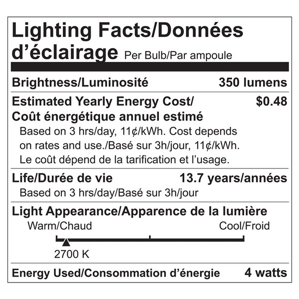 Ampoules à DEL à intensité réglable Luminus de 40 W, G16,5, EQ, blanc chaud (paquet de 6)