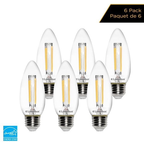 Ampoules à DEL à intensité réglable Luminus de 40 W, B11, EQ, blanc chaud, paquet de 6