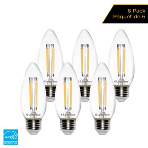 Ampoules à DEL à intensité réglable Luminus de 40 W, B11, EQ, blanc chaud, paquet de 6