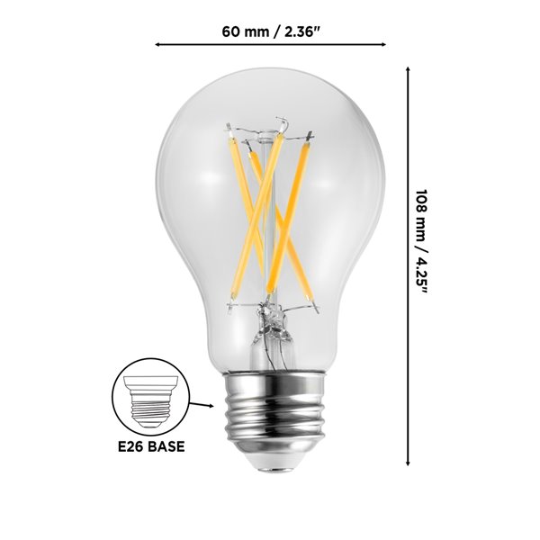 Ampoules à DEL de 40 W à intensité réglable Luminus, A19, EQ, blanc chaud (paquet de 6)